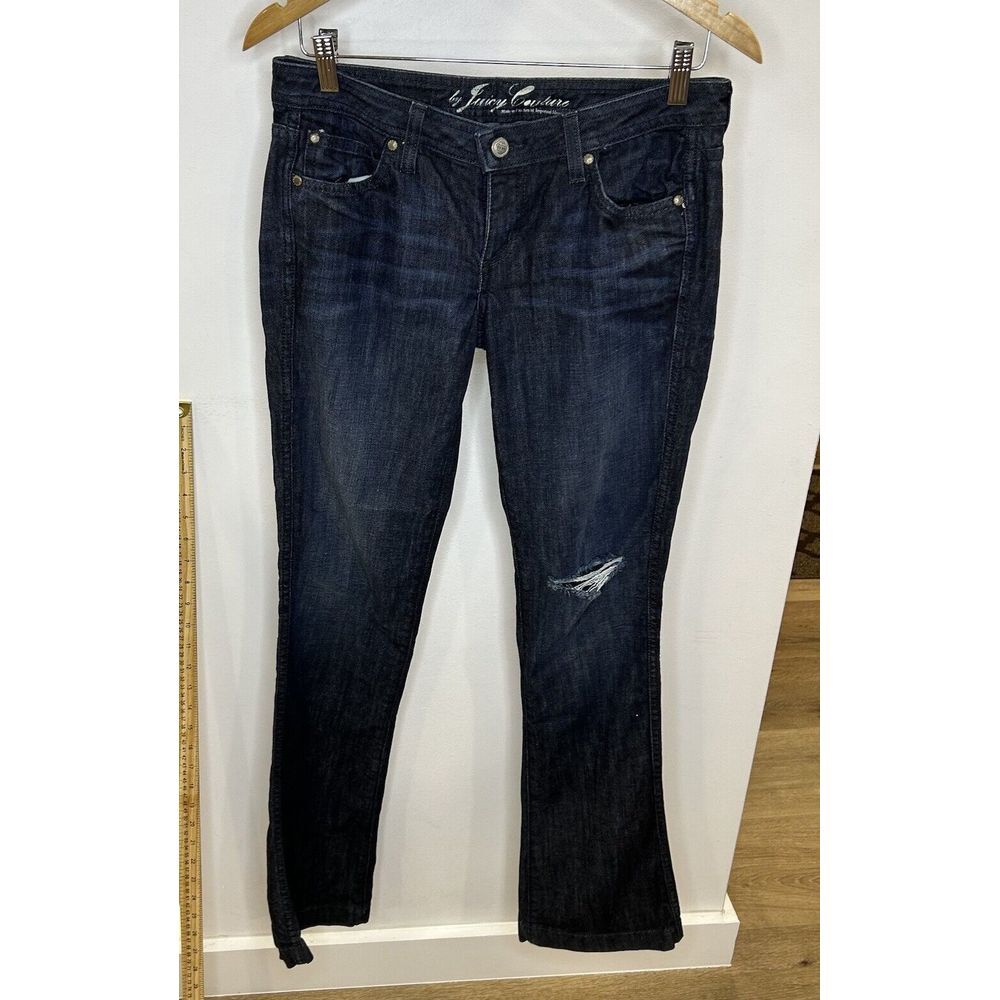 Juicy Couture Jeans Womens 28Blue Low Rise Dark Wash 5 Pocket - Picture 2 of 11